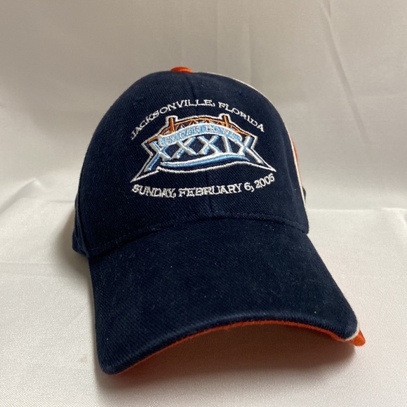 Reebok NFL Superbowl XXXIX Snapback Baseball Trucker Hat Navy OSFM - Picture 1 of 3